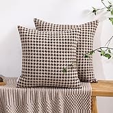 The Perfect Combination of AMAROTI Coffee Color and Gray, Exquisite Windmill Texture Pattern, 18X18 inch Farmhouse Living Room Sofa More Upscale Enjoy Jacquard Craft and Velvet Texture Fabric