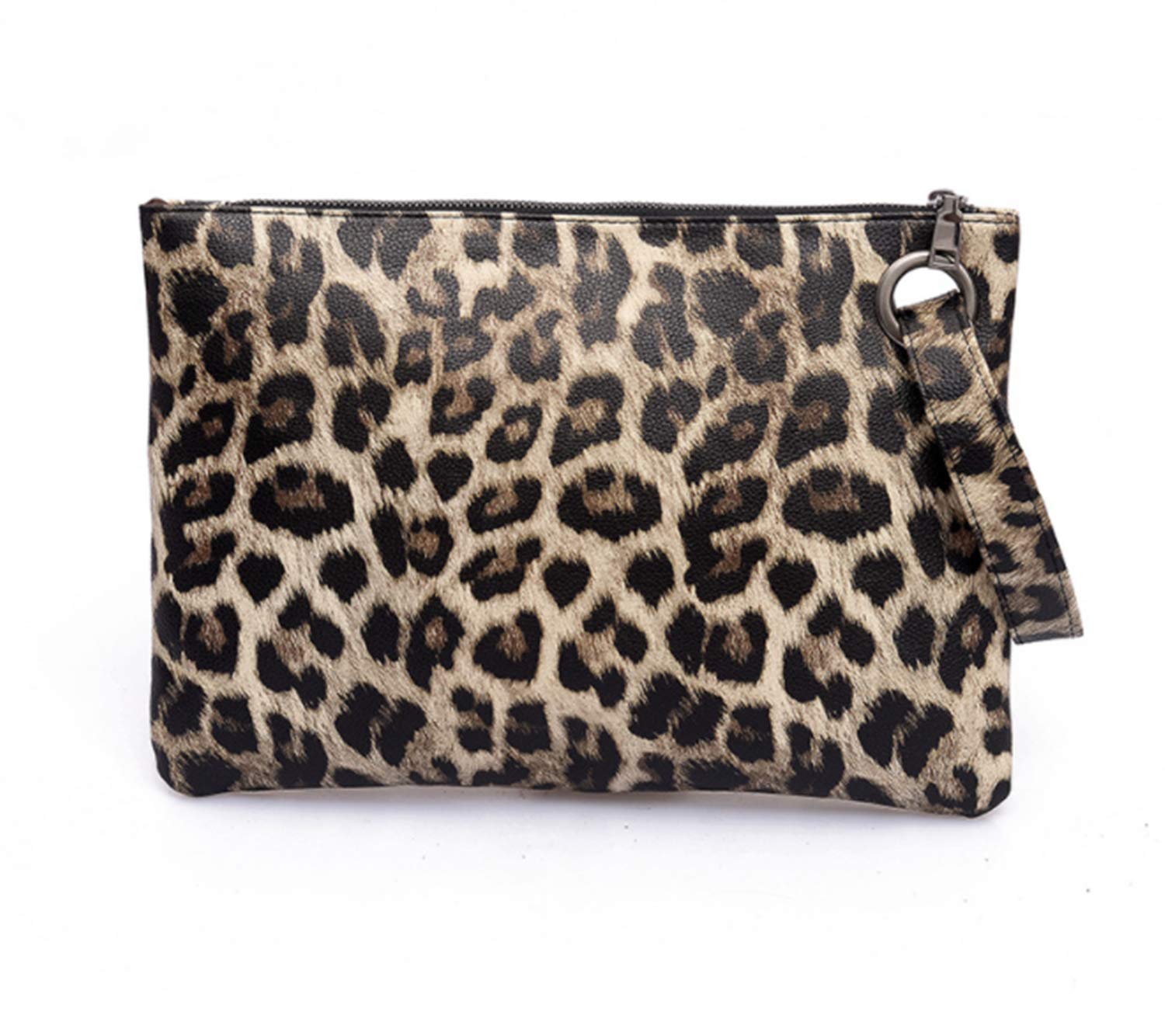 Tskybag Oversized Clutch Bag Purse, Womens Large Pu leather Evening Wristlet Handbag (Beige Leopard)