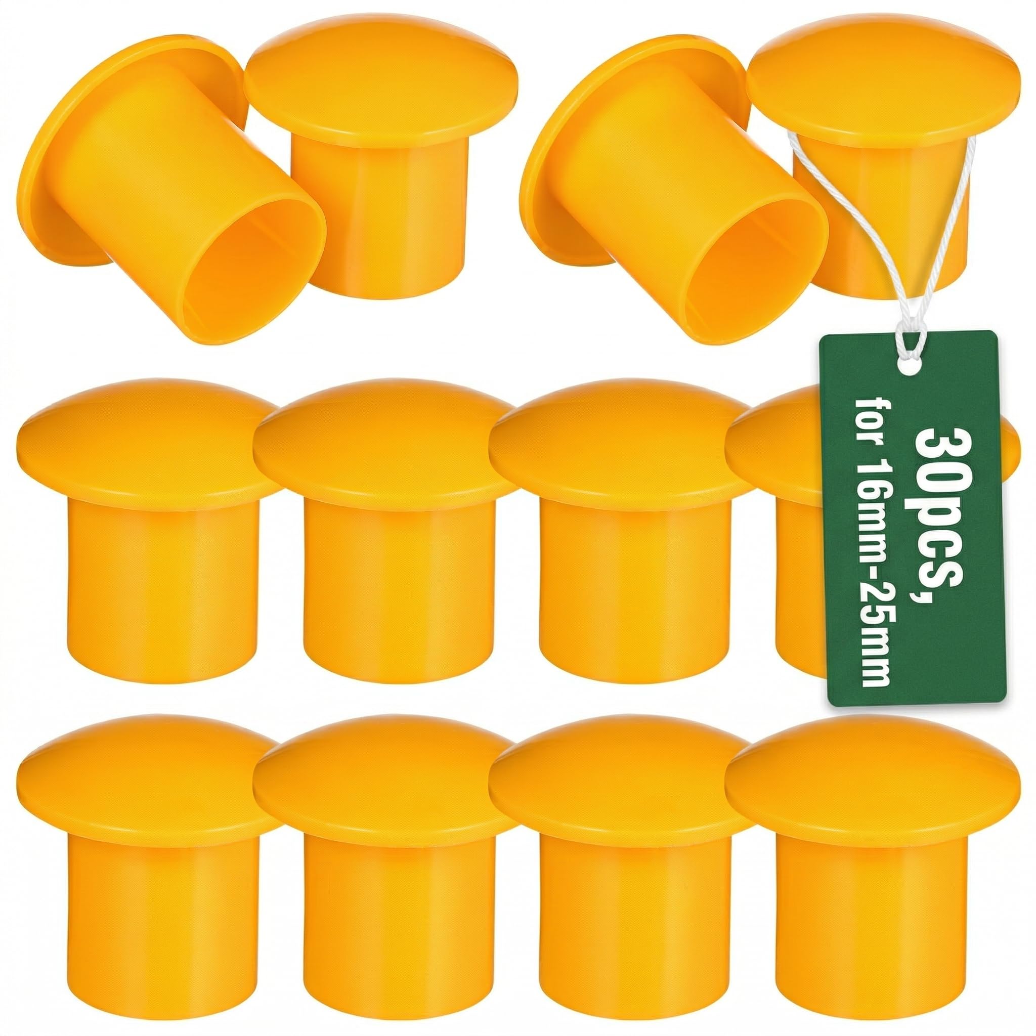 UKCOCO 30 pcs Rebar Safety Caps: 35 mm Yellow Mushroom Rebar Cap for 16-25 mm Steel Bar and Larger Garden Cane