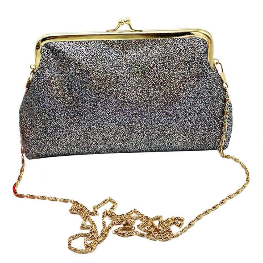 Bolso De Mano Plateado Bolso De Noche Brillante Con Cadena