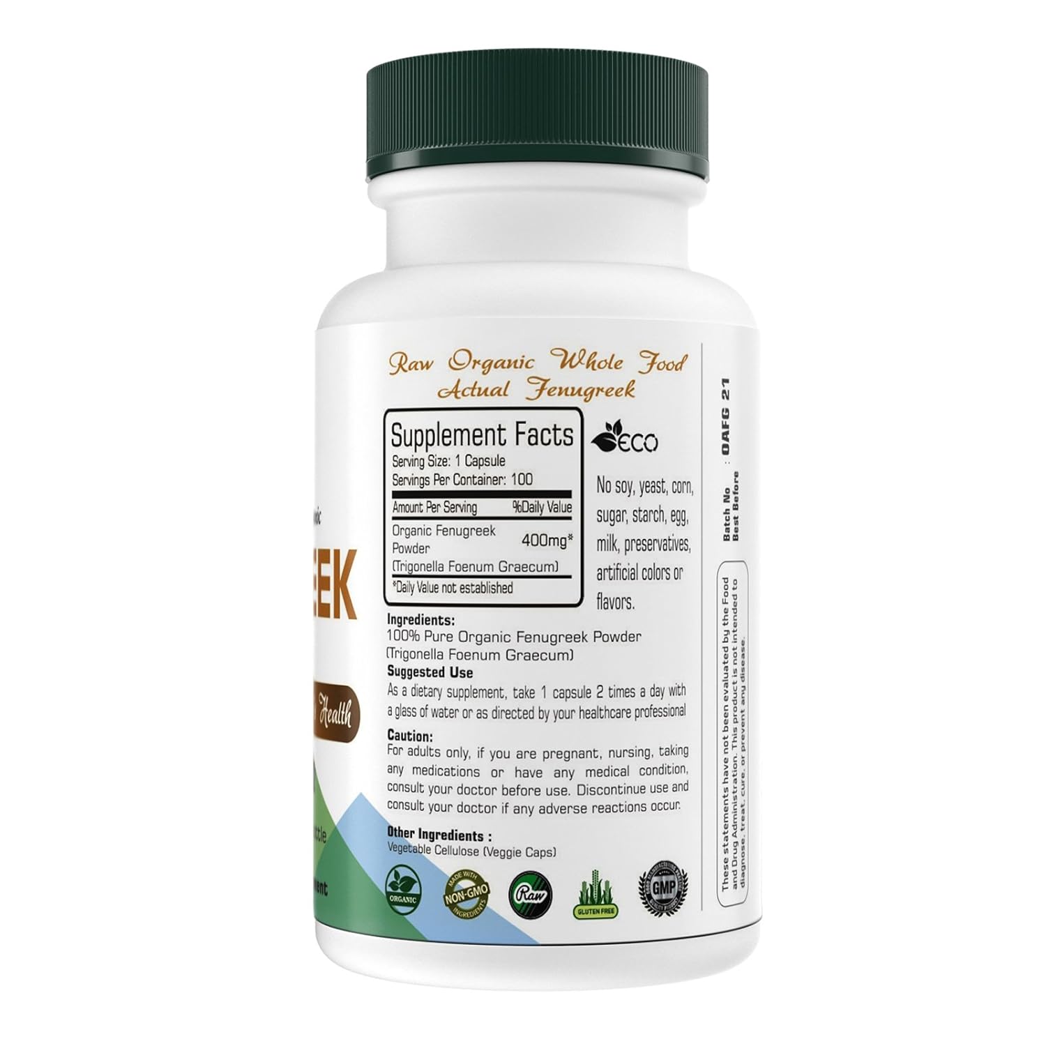 Organic Aura Fenugreek Capsules. Top Ranking Super food supports