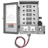 VEVOR Manual Transfer Switch, 50-Amp 10-Circuit, Prewired Generator Transfer Switch Kit with CS6375 Plug Power Inlet Box, Double-Throw Switch, NEMA 3R, Mechanical Watt Meter, for 12500W Generators