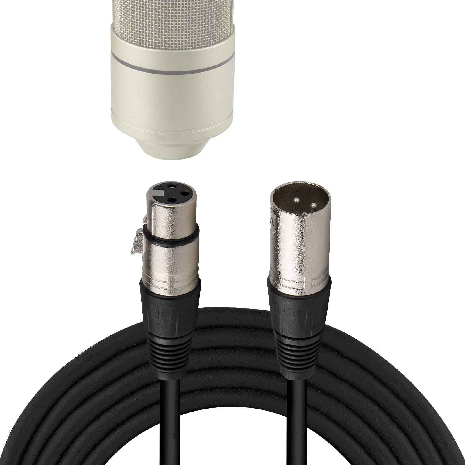 GEEKRIA for Creators XLR Male to XLR Female Microphone Cable 10 ft / 300 CM, Compatible with MXL 770, 990, 991, 990 Blaze, V67G, 2006, R144, 2003A, CR21, V87, Balanced Mic Cord (Black)