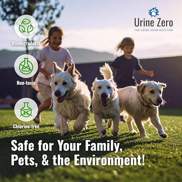 URINE ZERO PET ODOR ELIMINATOR SPRAY – BIO-ENZYME CLEANER FOR DOG & CAT URINE | INSTANTLY REMOVES ODORS ON ARTIFICIAL GRASS, CARPET, RUGS & TILE | PET & KID SAFE, 32 OZ READY-TO-USE