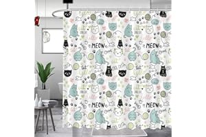 MEHOFOND Cat Shower Curtain for Kids Children Cute Pets Paw Bathroom Curtain Decor Funny Shower Curtain Washable Durable Fabric Bathroom Shower Curtains 72x72 inch