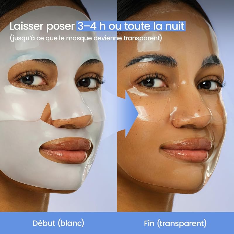 Hydro Cera-nol Real Deep, Masque Visage Hydrogel, Masque de Nuit Hydratant et Apaisant, Soin Après-Soleil, K-Beauty Coréenne, 4 Masques
