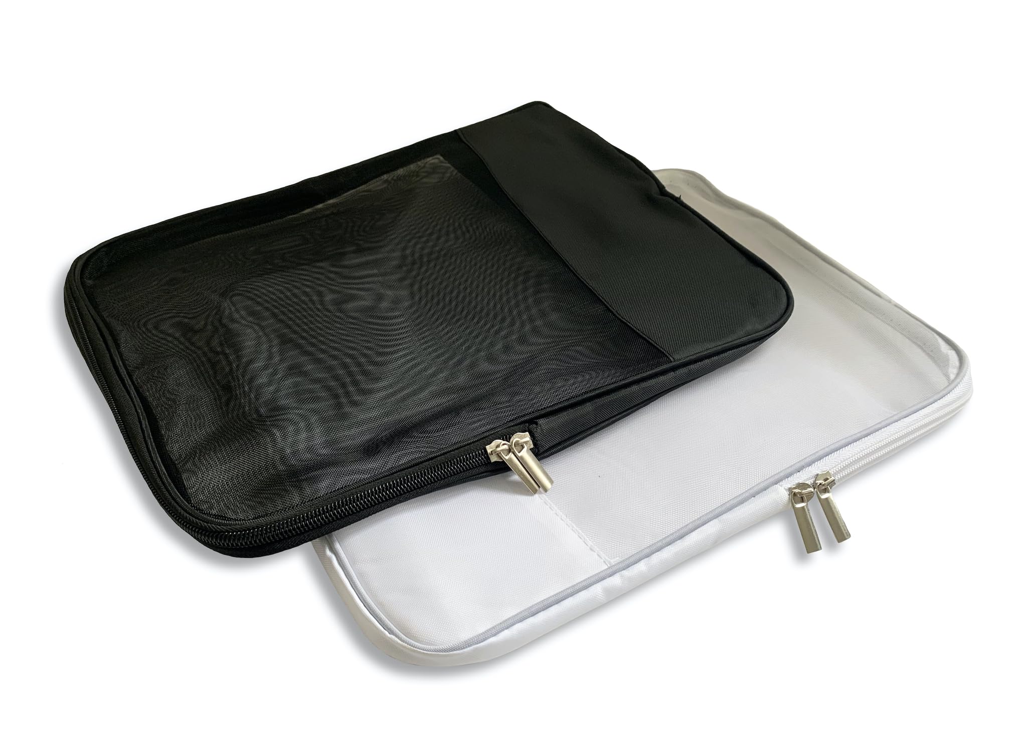 Pack of 2 A4 Mesh File Bags- Plastic Wallets A4 Folders Document Zip Pouch- Clear Paperwork Art Folder Portfolio Storage Paper Wallet for School Office Work Travel File Organiser (Black & White)