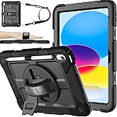 BMOUO Case for iPad (A16) 11th Generation 11" 2025/iPad 10th Generation 10.9 inch 2022, 360 Rotating Stand & Pencil Holder & Hand & Shoulder Strap Shockproof iPad 11th/10th Generation Case, Black
