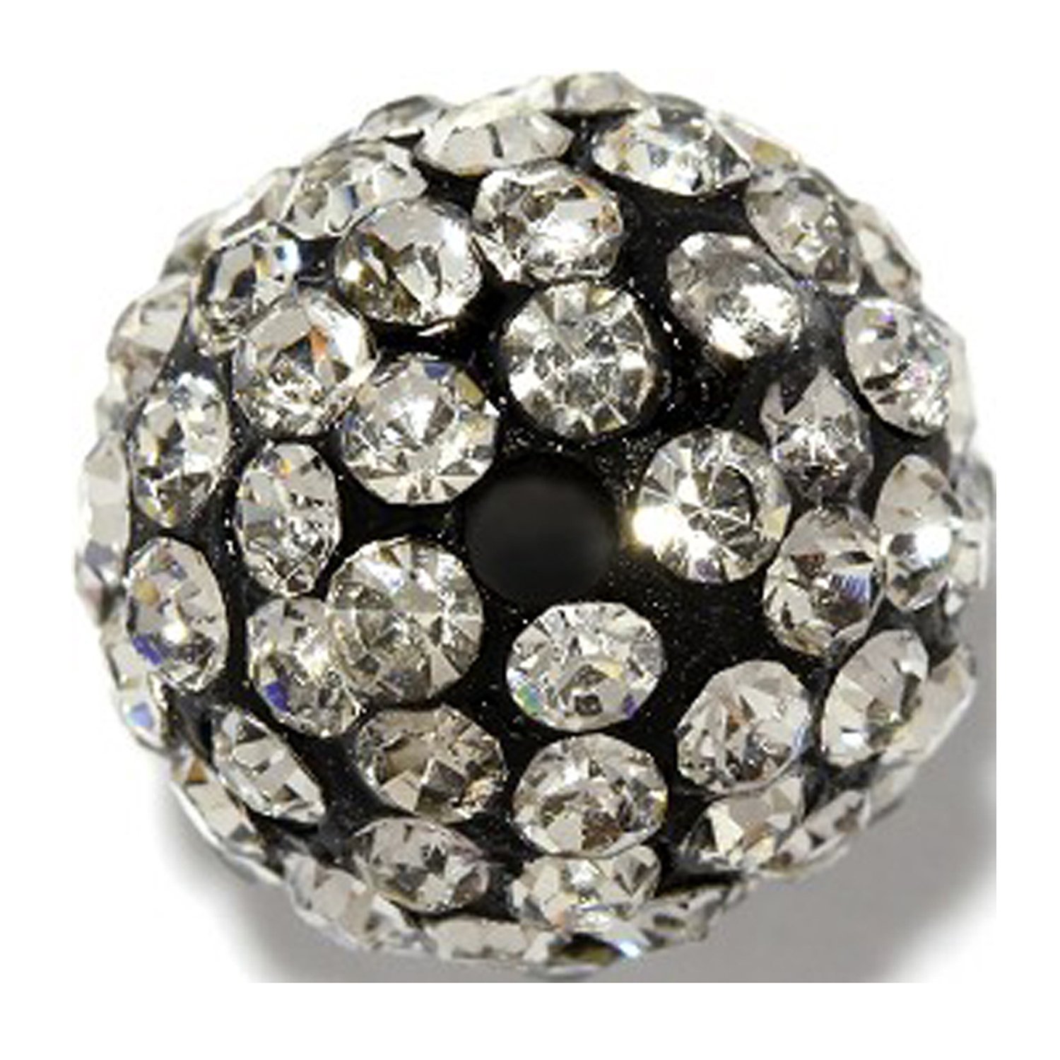 RUBYCA Pave Czech Crystal Round Disco Ball Clay Beads fit Shamballa Jewelry (20pcs, 12mm, Black)