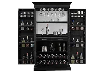 Aprodz Mango Wood Nucla Wine Storage Stylish Bar Cabinet for Bar | Black Finish