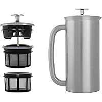 ESPRO P7 Double Walled Stainless Steel Insulated Coffee French Press (Brushed Stainless Steel, 18 Ounce)
