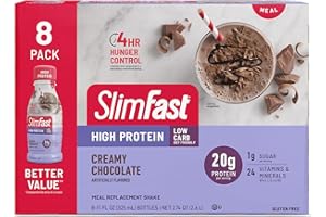 SlimFast Advanced Nutrition High Protein Meal Replacement Shake, Creamy Chocolate, 20g of Ready to Drink Protein, 11 Fl. Oz Bottle, 8 Count