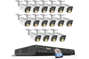 PANOOB 16 Channel Security Camera System 4K PoE, 16x 8MP PoE IP Bullet Cameras Outdoor with Spotlight Color Night Vision, 2 Way Audio, AI Human Vehicle Detection, Remote Access, PB65A1616-8MD