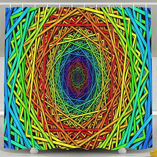 3D Printed Mesh Colored Rainbow,Space Colorful Bird Nest,Standard Home Polyester Fabric Shower Curtain (72"W x 36"L)