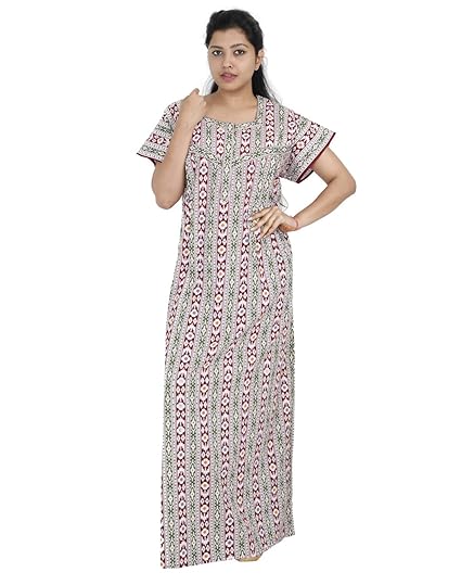 Buy Nighty House Womens Cotton Full Length Nightgown With Double
