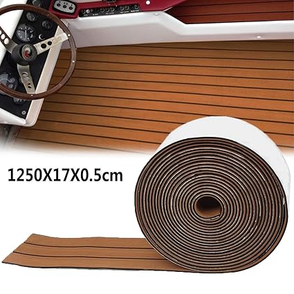 Bloomerang 1250X17X0.5Cm Long Brown Eva Foam Boat Flooring Faux Teak Decking Sheet Pad Rug