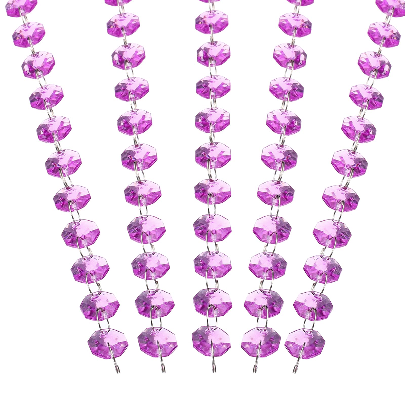 PATIKIL 14 mm Crystal Garland Strands, 16.4 Ft Acrylic Octagon Chandelier Bead Chains String for DIY Craft Wedding Party Home Decorative Jewelry Making, Purple
