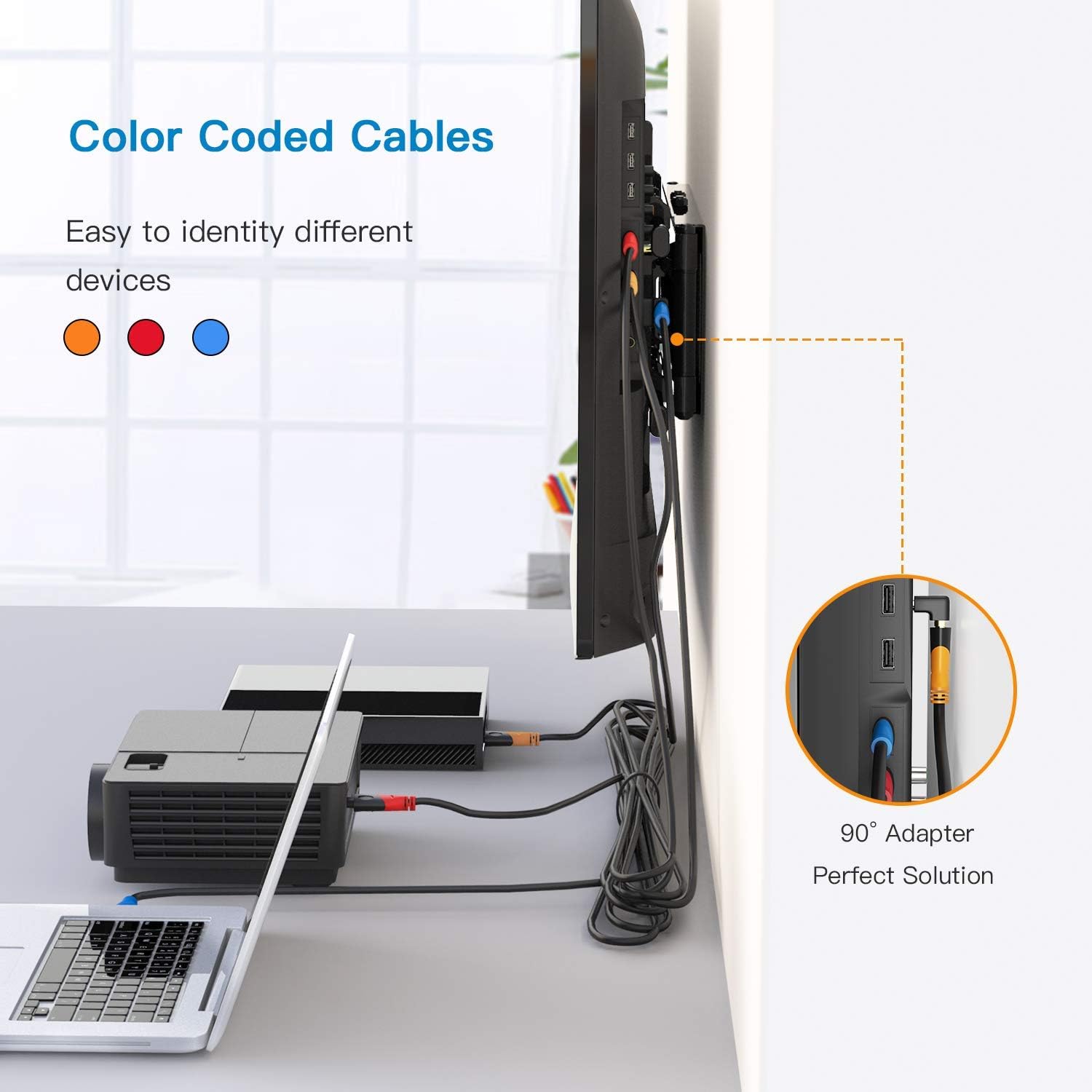 High-Speed HDMI Cable(3 Pack)-6ft with Gold Plated Connectors, Bonus Right Angle Adapter and Cable Tie, Support Ethernet, 3D,1080P: Electronics