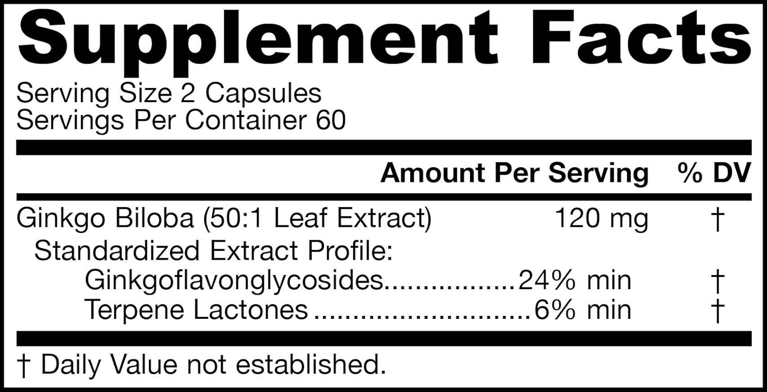 Jarrow Formulas Ginkgo Biloba, Supports Antioxidant Status & Circulation, 120mg, 120 Capsules: Health & Personal Care