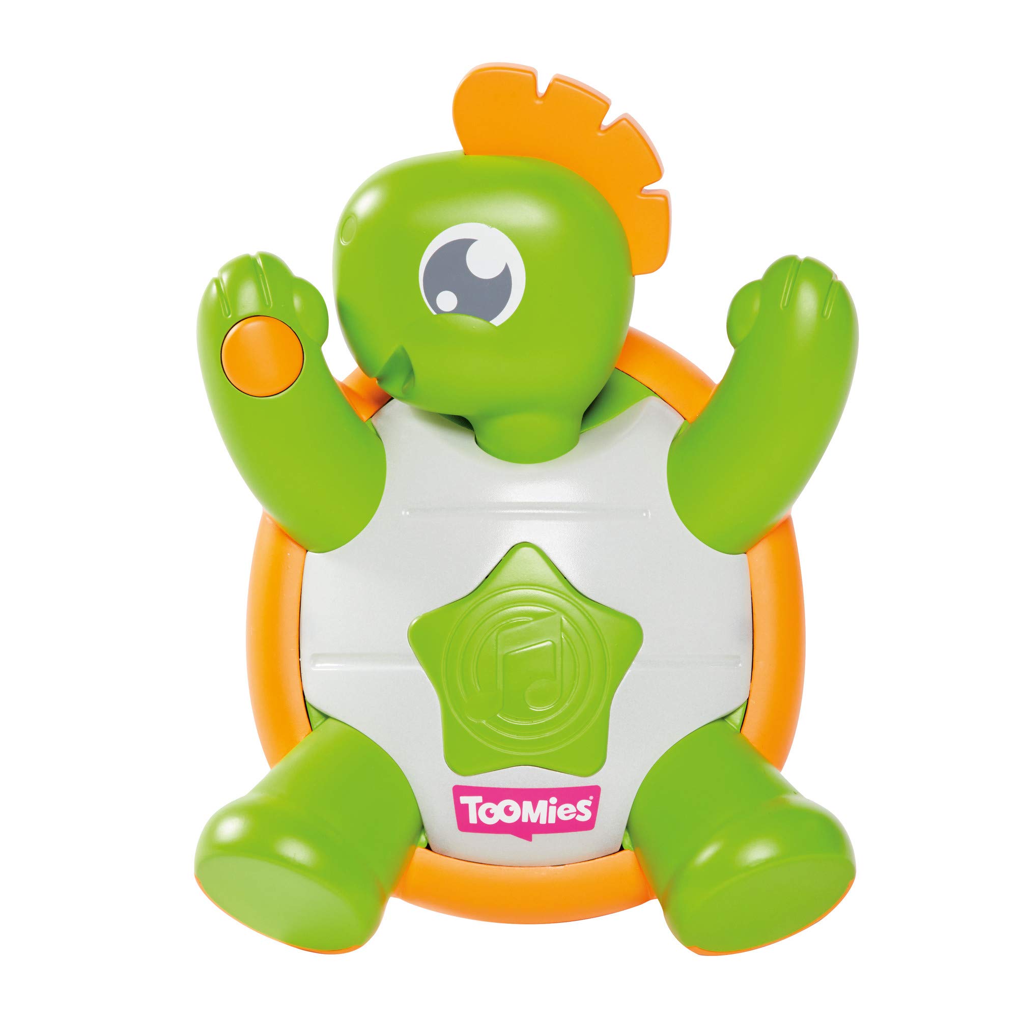 TOMY Toomies Musi'Pop E72819 My Turtle Musical Toy for Baby, Interactive and Educational Game, Early Age Toy, Learning Toy for 18 Months +, White/Green and Orange