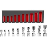 12030 Flare Nut Socket Set, 10pc, 10-19 mm 3/8" Drive Diesel Injector Fuel Line Socket Wrench Set