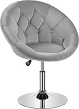 Yaheetech Velvet Swivel Armchair Height Adjustable Gray Vanity Chair view 1