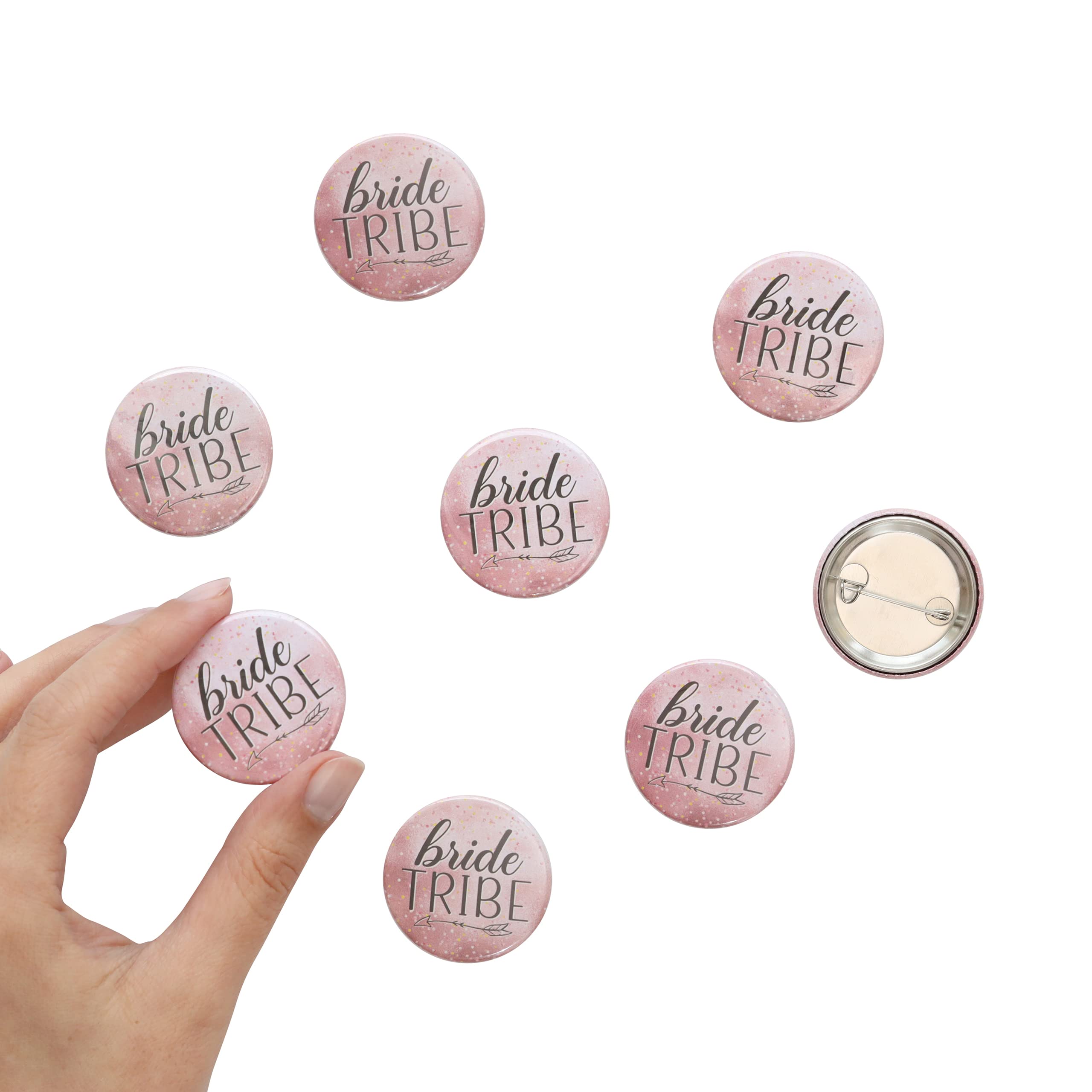 evelay 8 Team Bride Squad Tribe Hen Party Badges Pink Night Do Accessories Bag Fillers (Bride Tribe)