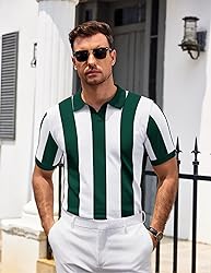 COOFANDY Polo Shirts for Men Casual V Neck Ribbed