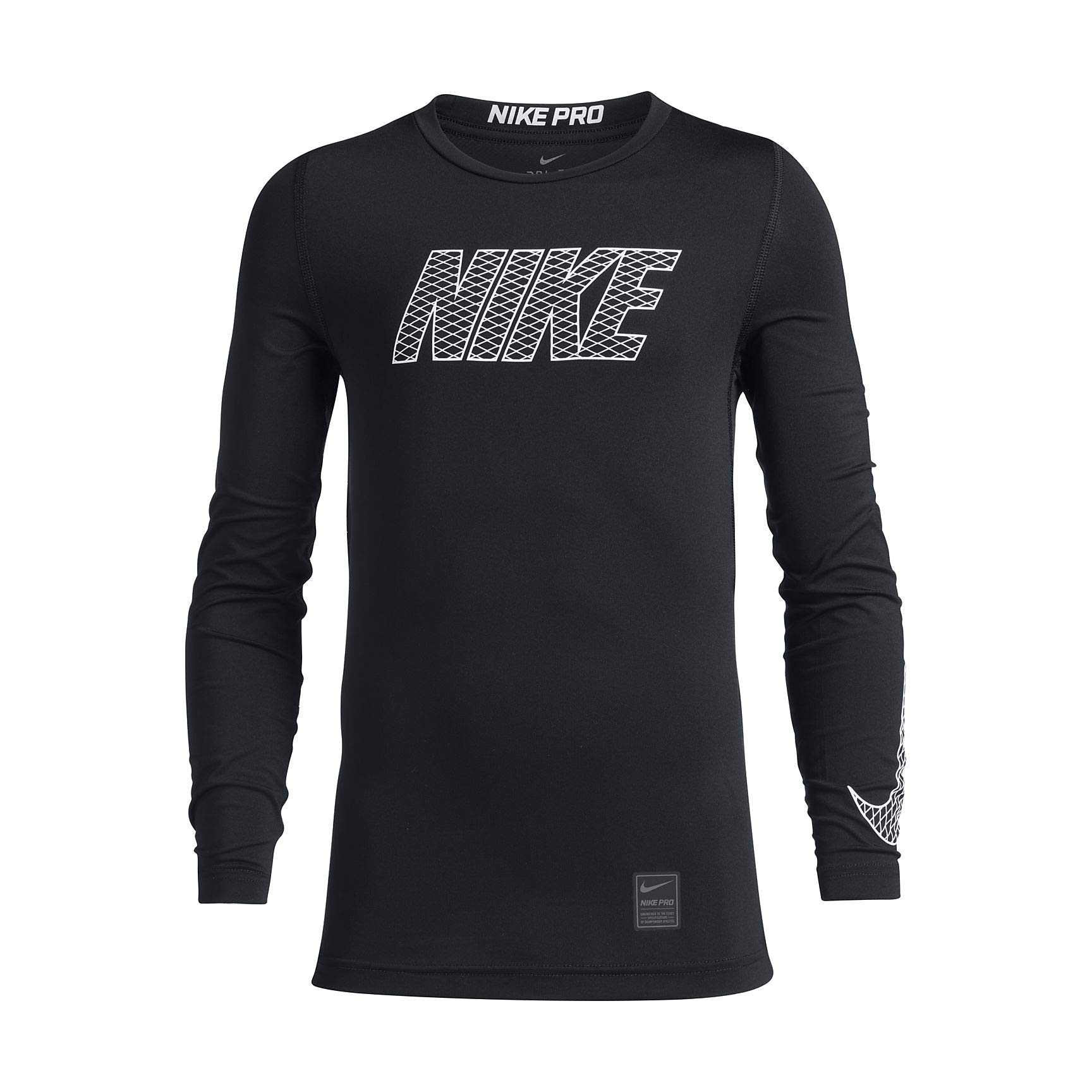 Nike Boys Pro Long Sleeve Top - Black/White, Small
