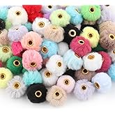 200 Pcs Fluffy Faux Fur Pom Pom Beads, 0.9 Inch Mixed Colors Soft Puff Pom Poms for DIY Pens Crafts, Beadable Items for Keychains, Jewelry, Bracelet Necklace Making and Handicrafts Accessories