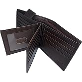 Paul and Taylor BiFold RFID Mens Leather Wallet With 2 ID Windows, 16 Credit Card Slots, 4 Hidden Pockets, Divided Currency Compartment & Key Holder P51214 (Brown)
