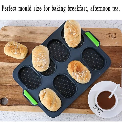 PDJW Loaf Pan,8 Cavities Silicone Baking Pan, Bread Pans for