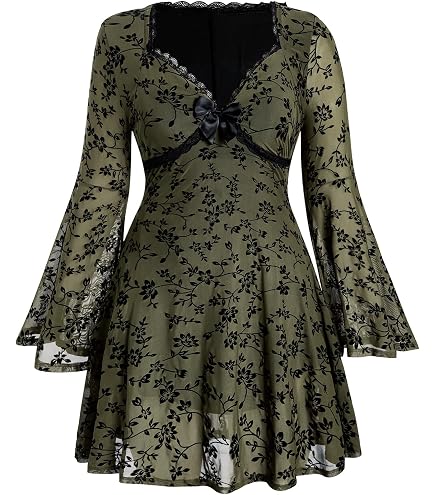 whimsical black dress WDIRARA Women's Floral Jacquard Gothic Bell Long Sleeve Milla Nova Strapless Satin top prom dress Stretch or Frame:Stretch+Silver Frame Youre sure to captivate