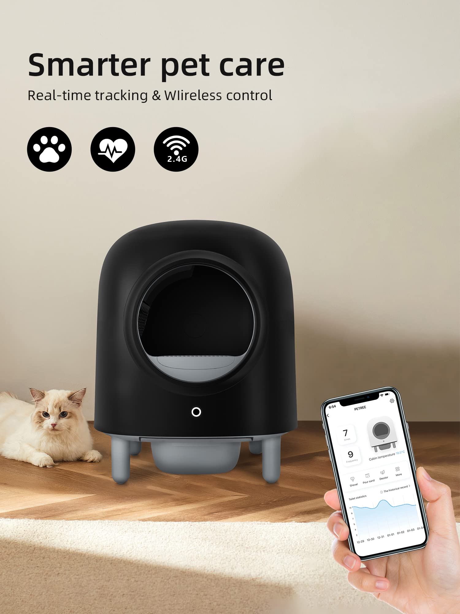 Mua Petree SelfCleaning Cat Litter Box with WiFi Enabled, App