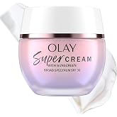 Olay Super Cream with Sunscreen SPF 30, Lightweight Face Moisturizer with Sun Protection, 5-in-1 Skin Care Benefits - Hydrating, Brightening, Firming - Niacinamide, Vitamin C, Collagen Peptide, 1.7 oz