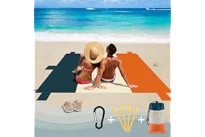 Beach Blanket Sand Proof, 78"x82“ Extra Large Sand Free Beach Mat for 4-6 Adults, Lightweight Waterproof Outdoor Blanket for 