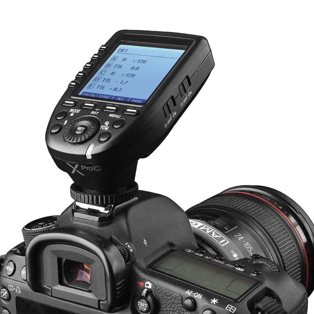 Godox Xpro-C E-TTL High Speed Sync 1/8000s 2.4G Wireless X System Flash Trigger Transmitter Compatible for Canon Cameras, 11 Customizable, 5 Group 4 Function Buttons Offer Convenient Manipulation