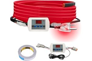 OEBLD Heat Tape for Water Pipes 12FT, Replaceable Smart Thermostat for Pipe Freeze Protection, Self-Regulating Roof Deicing Cable for Metal and Plastic Home Pipes