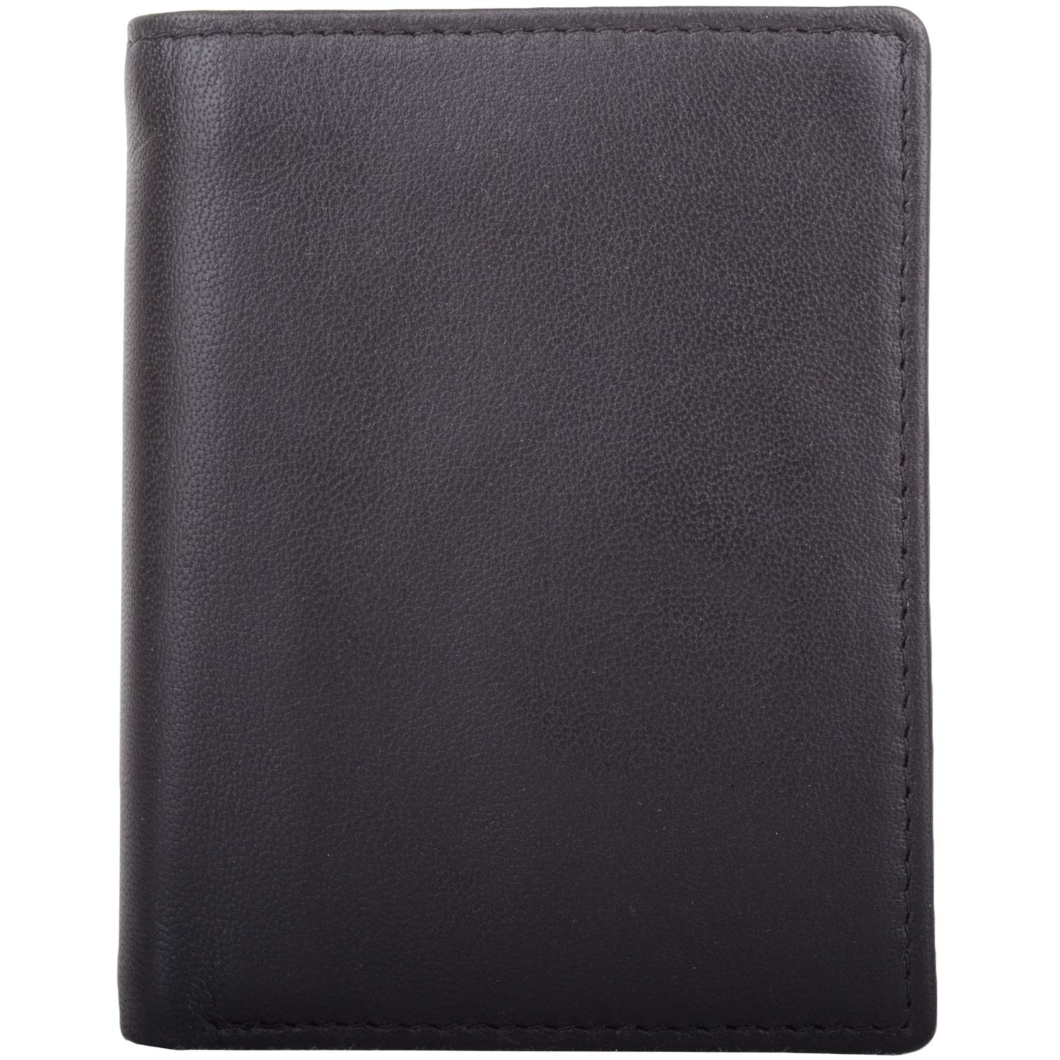 Mens Gents Soft Leather Bi-Fold Slimline RFID Protected Money/Credit Card Wallet - Black