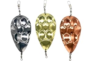 KOKOPROS Kokanee Salmon Dodger Jets 4-Inch 3-Pack & 9-Pack Sets - Copper, Silver & Gold Color Plated Metal - Highly Reflective Fishing Lures for Salmon & Trout