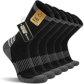 COOVAN Mens Cotton Crew Socks Moisture Wicking Cushioned Athletic Heavy Duty Work Boot Socks 6 Pairs