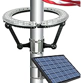 Kayiune Solar Flag Pole Light, 4640 Lumens Flag Pole Light Solar Powered, 12000 mAh 32 LED Flag Light, Up to 15 Hrs, IP65 Waterproof, Adjustable Clamp fits 2-6” Dia 15-40 Ft Outdoor Flagpoles, Black