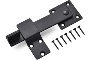 JIAHOO 6" Barn Door Flip Latch Sliding Door Latch Gate Latch for Fence, Shed Door, Farm Gate, Solid Metal Heavy Duty Iron Hardware, add More Security and Privacy, Matte Black