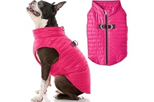 Gooby Puffer Vest Dog Jacket - Pink, Large - Ultra Thin Zip Up Wind Breaker with Dual D Ring Leash - Water Resistant Small Dog Sweater Coat - Dog Clothes for Small Dogs Boy or Medium Dogs, (20.75")