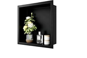 ZBOCAI Shower Niche 12"×12", Stainless Steel Shower Niche No Tile Needed for Bathroom Storage, Waterproof Recessed Niche for Shower Wall, Easy to Clean (Black)