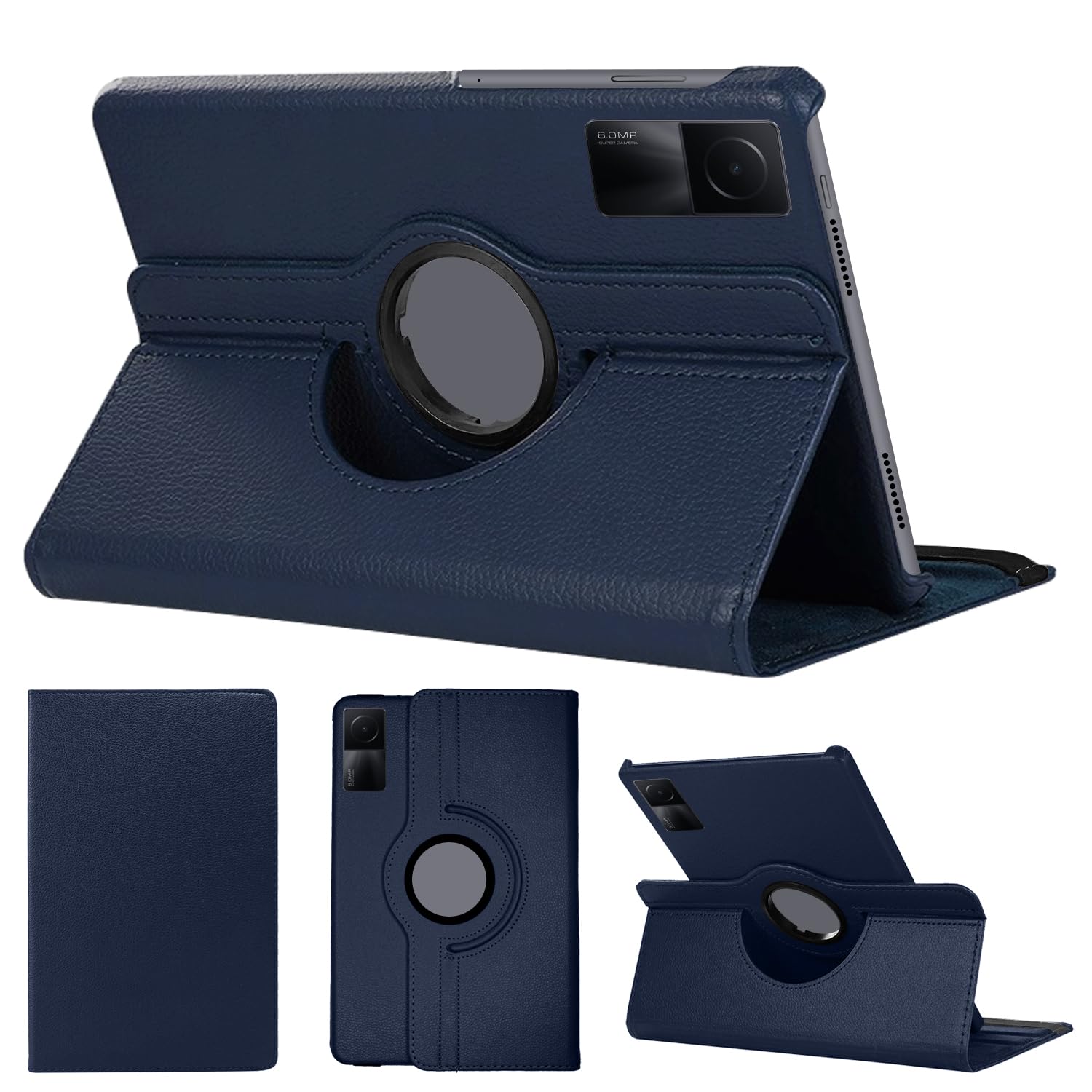 SWEIMEN Case Compatible with Xiaomi Redmi Pad SE 11 Inch, PU Leather Case, 360° Rotatable Multi-Angle Protection Stand Protective Case