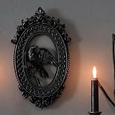 Amyhill Raven Gothic Ornate Frame Wall Decor, 3D Raven Resin Oval Art | Baroque Carved Hollow Frame, Black Resin for Bedroom Living Room, Gothic Home Decor Accent Piece, Wall Hanging Art