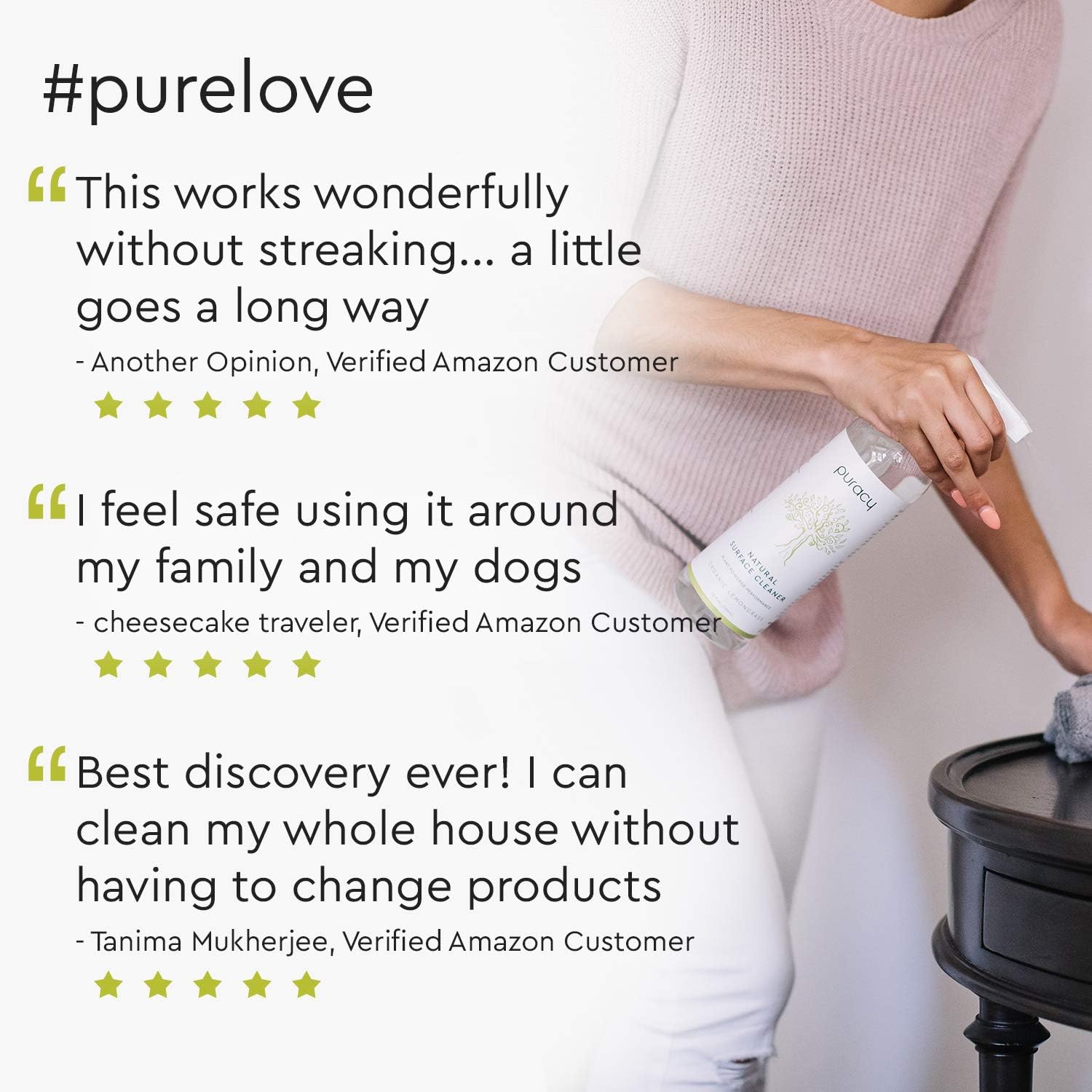 Puracy Multi-Surface Cleaner, Organic Lemongrass, Streak-Free Natural All Purpose Cleaner for Kitchens and Bathrooms, 25 Fl Oz (2-Pack): Health & Personal Care