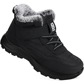SHIBEVER Snow Boots Women Warm: Winter Fur Lined Ankle Booties | Water Resistant, Elasitc Lace Easy on &amp; off, Non-Slip, Comfortable Casual Outdoor Walking Short Shoes