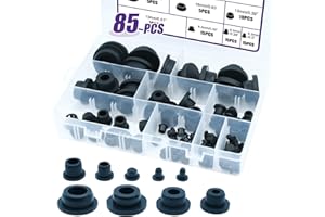 UILLCUET 85PCS Silicone Stoppers Black Hole Plugs Assortment Kit Rubber Plugs for Round Holes, Flexible Rubber Stoppers Waterproof Tube Plugs T-Type, Used for Sealing Plugs Bathtub Jet Covers